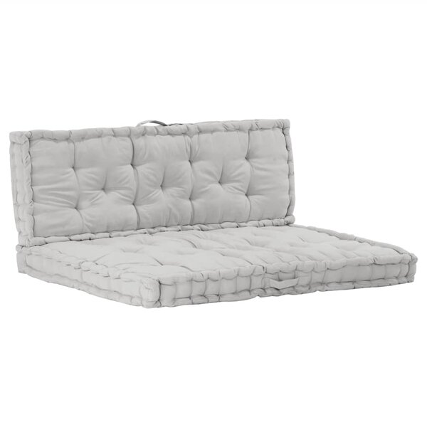 vidaXL Coussins de plancher de palette lot de 2 Coton Gris