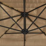 vidaXL Parasol de jardin avec LED et mât en acier marron 223x223x231cm