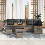vidaXL Ensemble de canapé de jardin 9 Pièces Gris polyrotin