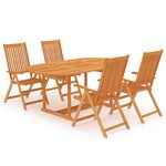 vidaXL Ensemble à manger de jardin 5 Pièces Bois de teck massif