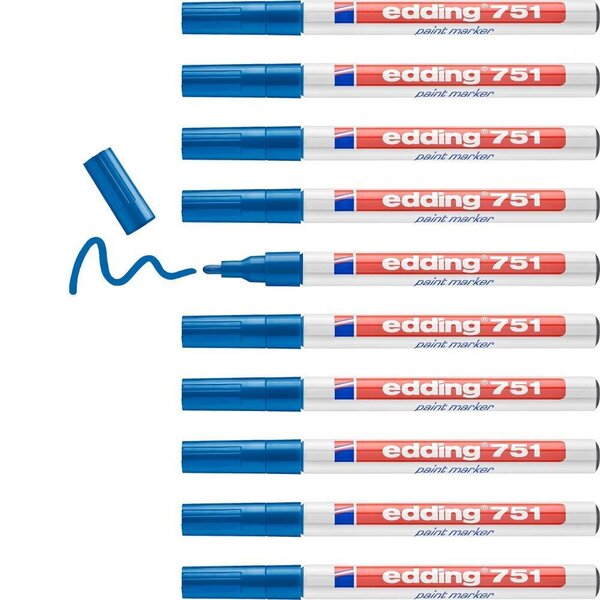 Marqueur Peinture 751 Bleu 1-2 mm x 10 EDDING