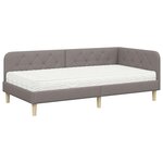 vidaXL Cadre de lit d'angle avec matelas Taupe 100 x 200 cm tissu