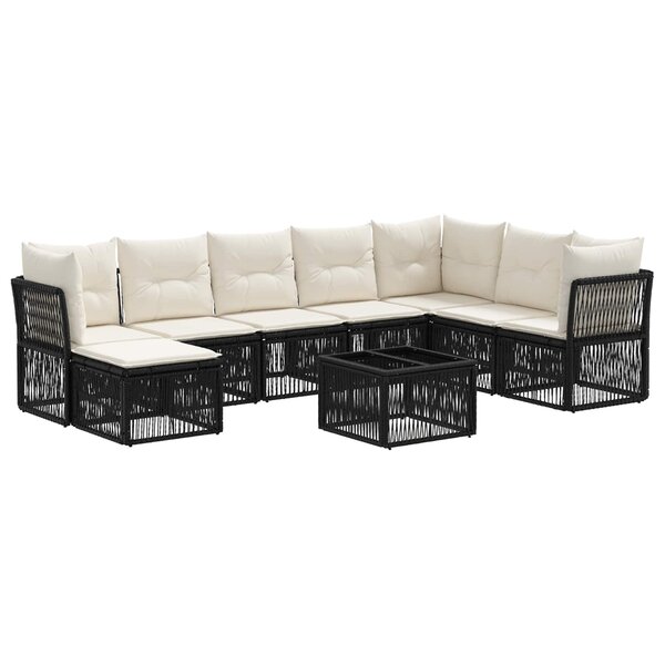 vidaXL Ensemble de canapé de jardin 9 pc Noir polyrotin