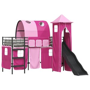 vidaXL Lit mezzanine pour enfants Noir et rose 99 5 x 190 cm Métал