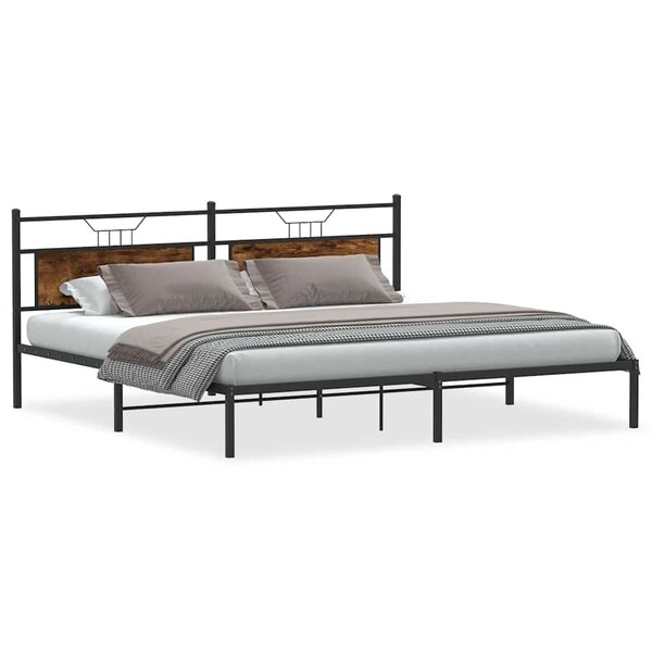 vidaXL Cadre de lit sans matelas chêne fumé 200x200 cm bois ingénierie