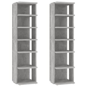 vidaXL Armoires à chaussures 2 Pièces Gris béton 27 5x27x102 cm