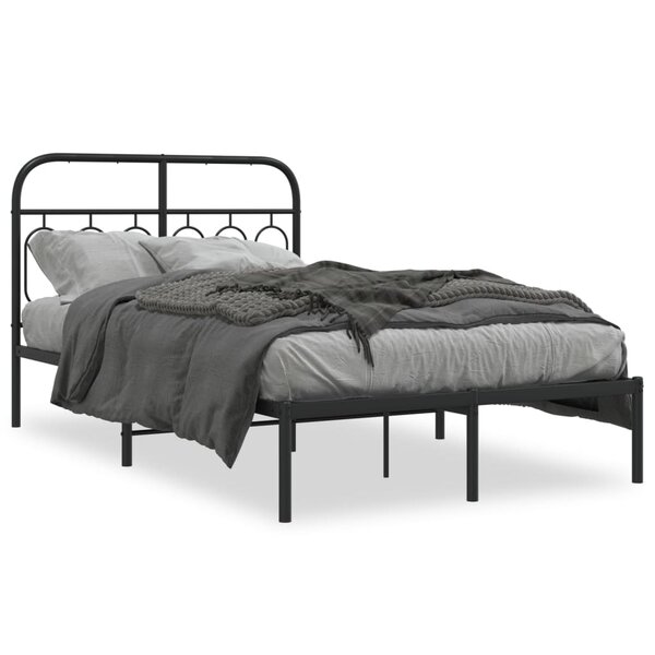 vidaXL Cadre de lit métal sans matelas avec tête de lit noir 120x200cm