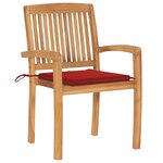 vidaXL Chaises de jardin lot de 2 et coussins rouge Bois teck massif
