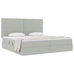 vidaXL Lit avec rangement et matelas Gris clair 200 x 200 cm Velours