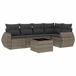vidaXL Salon de jardin 6 Pièces avec coussins gris résine tressée