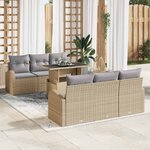vidaXL Ensemble de canapé de jardin 7 Pièces Beige 100 x 55 x 73 cm