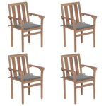 vidaXL Chaises de jardin empilables avec coussins lot de 4 Teck solide