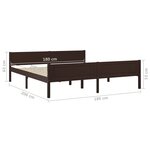 vidaXL Cadre de lit Bois de pin massif Marron foncé 180x200 cm