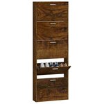 vidaXL Armoire à chaussures Chêne fumé 59x17x169 cm Bois d'ingénierie