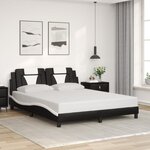 vidaXL Cadre de lit avec LED sans matelas noir et blanc 160x200 cm