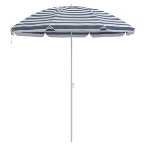 Parasol de plage vidaXL avec pied en aluminium bleu et blanc 300 cm