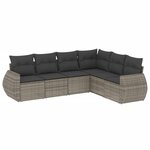 vidaXL Salon de jardin 6 Pièces avec coussins gris résine tressée
