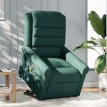 vidaXL Fauteuil inclinable de massage Vert foncé Tissu