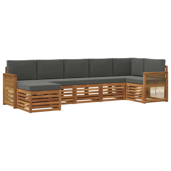 vidaXL Ensemble de canapé d'angle 6 Pièces Naturel et Anthracite
