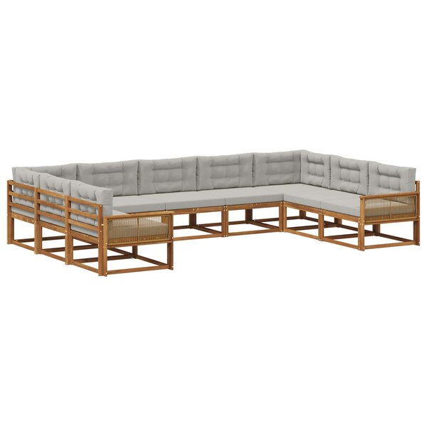vidaXL Ensemble de canapés d'extérieur 9 pc Naturel et gris clair