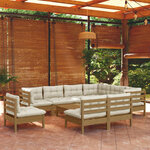 Vidaxl salon de jardin 10 pièces avec coussins marron miel bois de pin