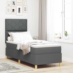 vidaXL Lit à ressorts avec matelas Gris foncé 80 x 200 cm tissu
