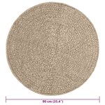 vidaXL Tapis ZIZUR beige Ø 90 cm aspect de jute intérieur et extérieur