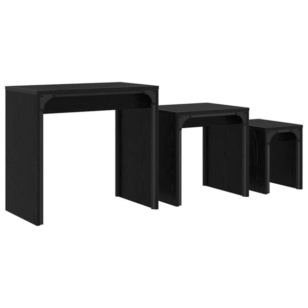 vidaXL Table basse gigogne 3 Pièces Chêne noir 60 x 35 x 56 cm