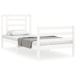 vidaXL Cadre de lit avec tête de lit blanc 90x200 cm bois massif
