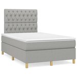 vidaXL Sommier à lattes de lit et matelas gris clair 120x190 cm tissu