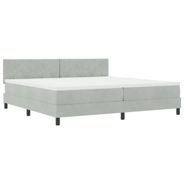 vidaXL Lit à ressorts avec matelas Gris clair 200 x 200 cm tissu