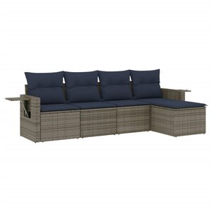 vidaXL Salon de jardin 5 Pièces avec coussins gris résine tressée