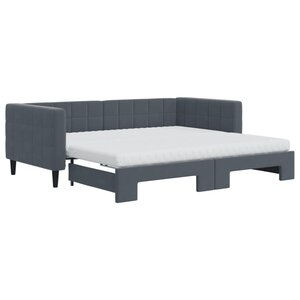 vidaXL Lit de jour avec gigogne et matelas gris foncé 90x190cm velours