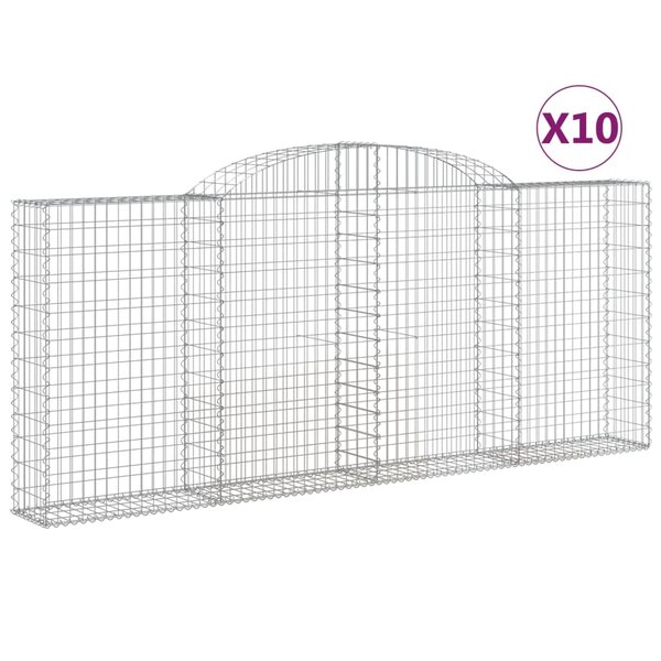 vidaXL Paniers à gabions arqués 10 Pièces 300x30x120/140 cm fer galvanisé