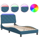 vidaXL Cadre de lit avec LED sans matelas bleu 80x200 cm velours
