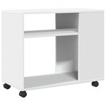 vidaXL Table d'appoint avec roues blanc 70x35x60 cm bois d'ingénierie