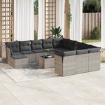 vidaXL Salon de jardin avec coussins 13 Pièces gris clair résine tressée