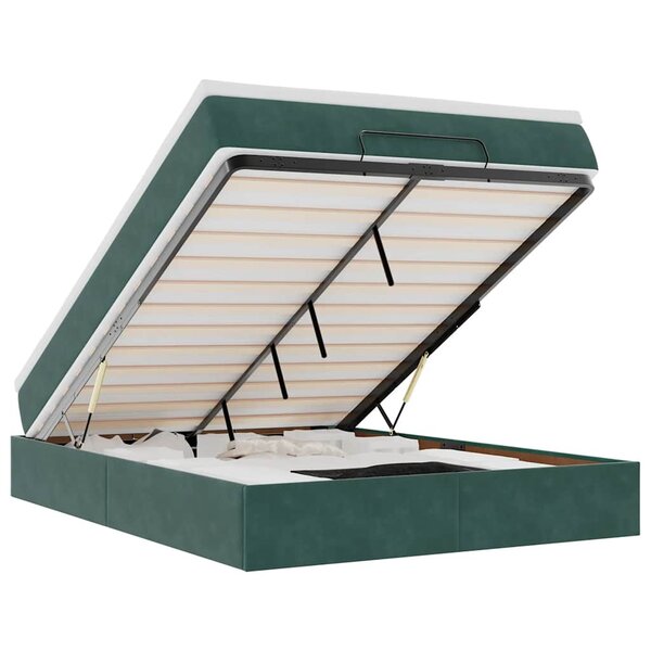 vidaXL Cadre de lit ottoman avec matelas vert foncé 140x200 cm velours