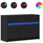 vidaXL Meuble TV avec LED noir 91x34x61 cm bois d'ingénierie