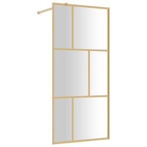 vidaXL Paroi de douche avec verre ESG transparent doré 90x195 cm