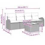 Ensemble de Canapé de Jardin de 5 Pièces avec Coussins Gris Poly Rattan