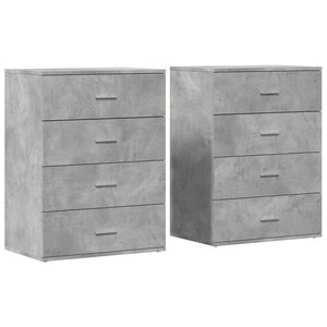 vidaXL Buffets 2 Pièces gris béton 60x39x80 cm bois d'ingénierie