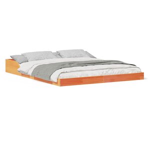 vidaXL Cadre de lit Brun cire 160 x 210 cm Pin massif