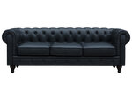 Canapé fixe Chesterfield "Aliza" - 208 x 82 x 70 cm - 3 places - Noir