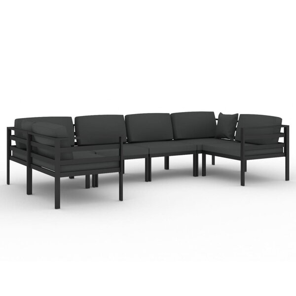 vidaXL Salon de jardin 6 Pièces avec coussins Aluminium Anthracite