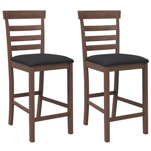 vidaXL Tabourets de bar avec coussins 2 Pièces marron bois massif d'hévéa