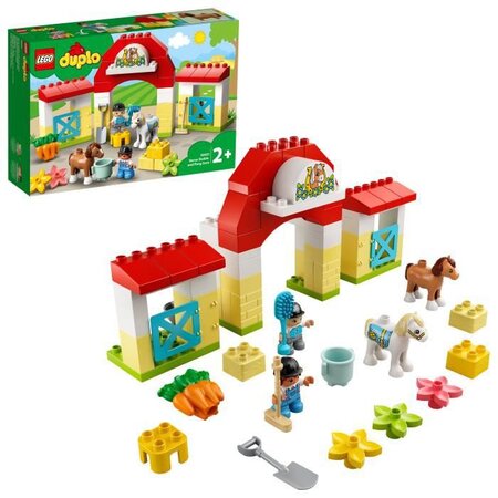 Lego 10951 duplo town l'écurie et soins de poneys jouet avec figurines pour  enfant de 2 ans et + - La Poste