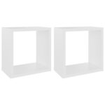 vidaXL Étagères cube murales 2 Pièces Blanc 26x15x26 cm