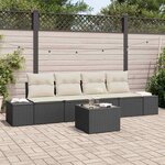 vidaXL Ensemble de canapé de jardin avec coussin 5 Pièces Noir et Crème