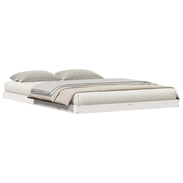 vidaXL Cadre de lit surélevé Blanc 213.5 x 104 x 9 cm Pin massif